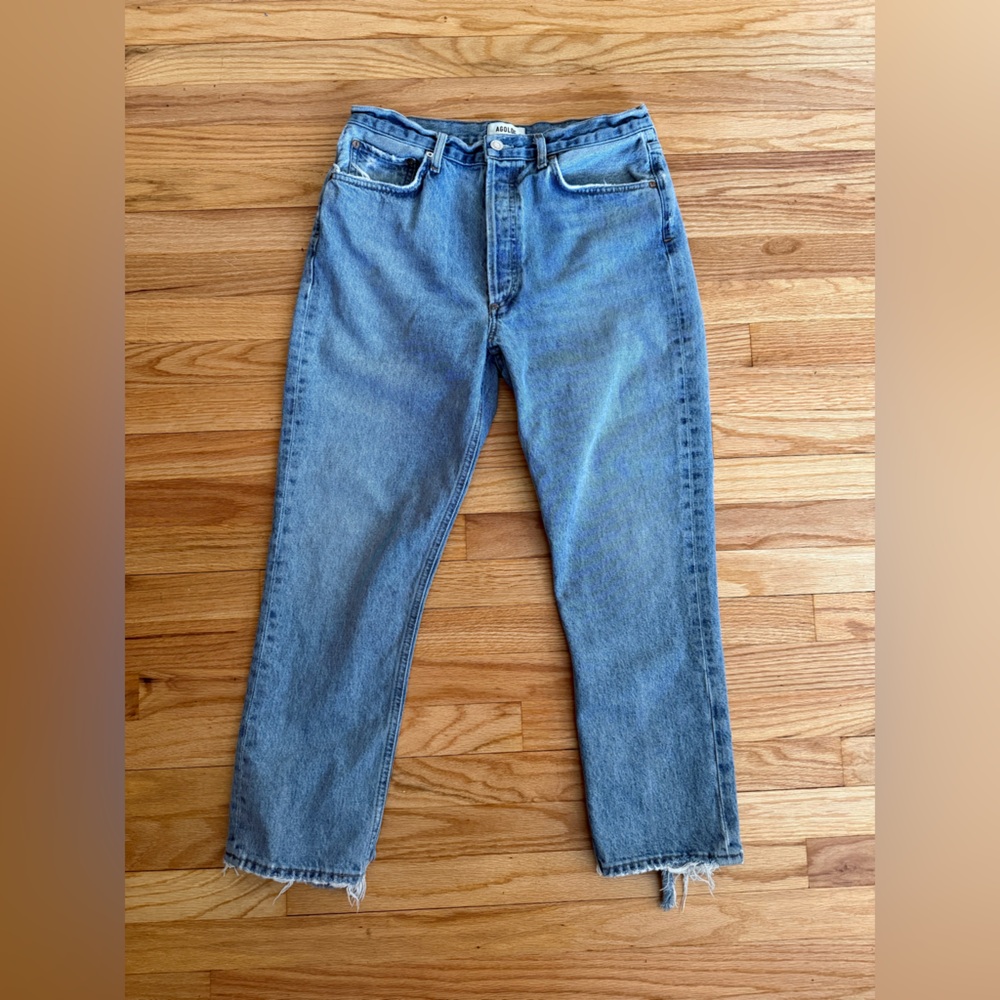 Agolde Light Blue High-Rise Straight Jeans